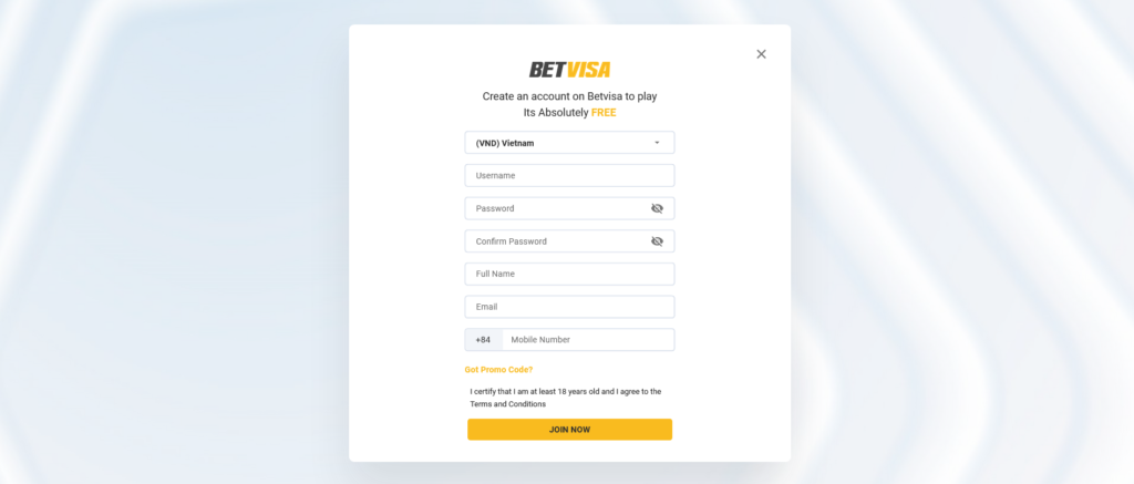 বাংলাদেশে BetVisa অ্যাকাউন্ট নিবন্ধন করুন