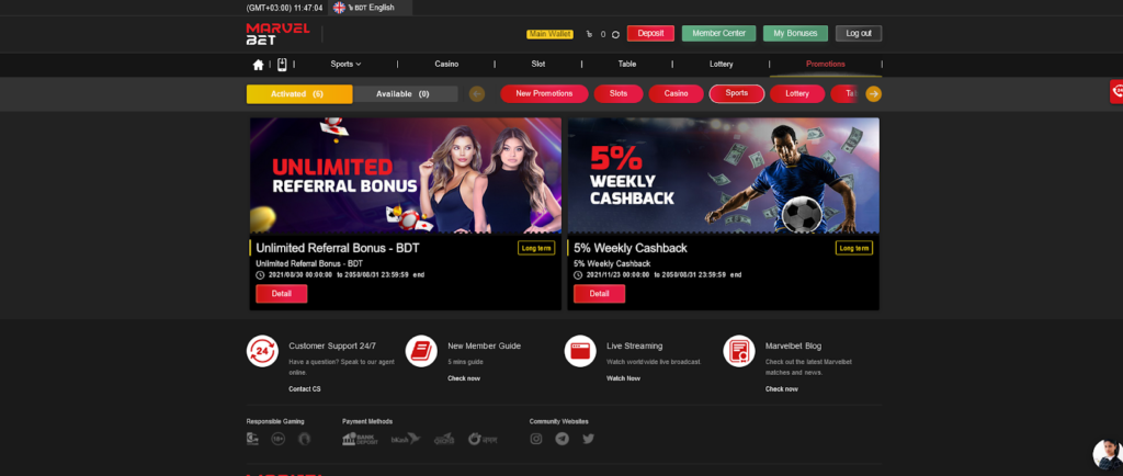 MarvelBet BD Cashback