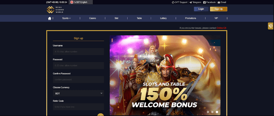 welcome bonus for slots and table at casino