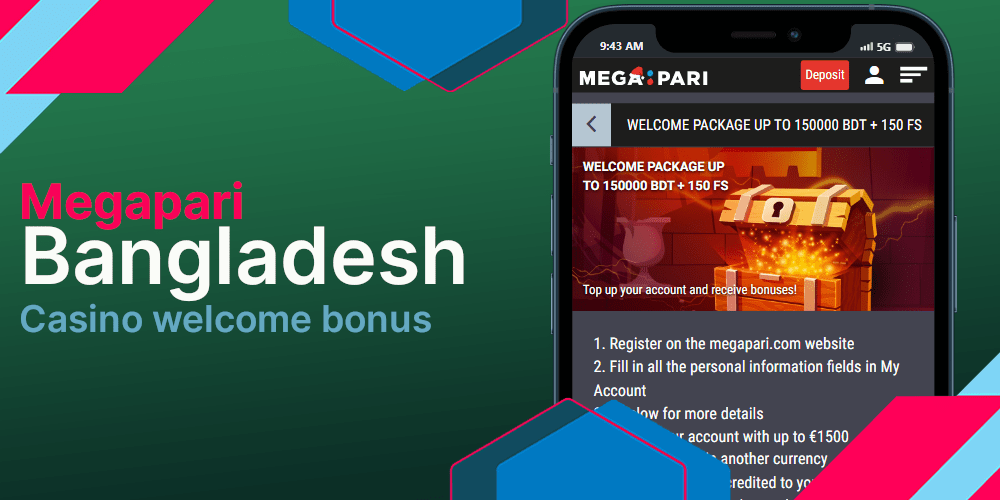 Megapari casino welcome bonus 150,000 BDT